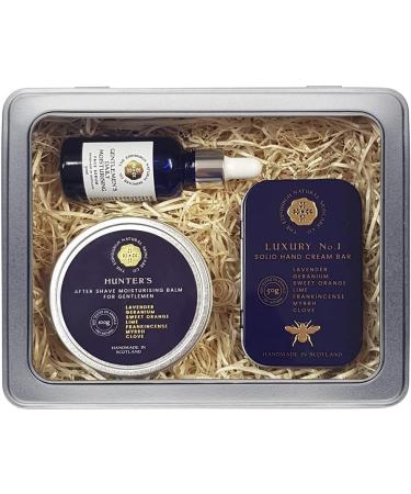 Edinburgh Skincare Gift Box for Men | Hunters Aftershave Balm Gentlemen s Daily Moisturising Serum & Luxury No.1 Solid Hand Cream Bar | Natural Skin Care | Gifts for Him - Buy Online on SooperMarket.com