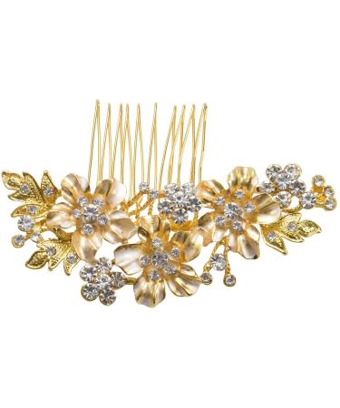 Lukasz Wedding Bridal Hair Combs Vintage Imitation Crystal Hairpins Prom Jewelry Gold Silver Flower Pattern Hair Accessories Pins Women Gold