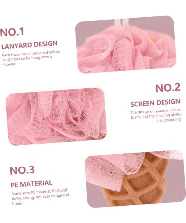 FRCOLOR Body Scrubber Set - 3pcs Ice Cream Bath Balls & Puff for Spa-Quality Cleansing | Perfect Loofah Cleaner & Bathing Sponge for All Skin Types - Buy Online on SooperMarket.com