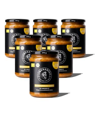 Lion content - organic stew "chickpea curry" - 570g glass with creamy coconut milk & hemp seeds - without adding sugar and gluten -free - ready dish with a lot of protein and carbohydrates - quantity: 6 6