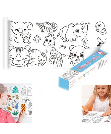 Children's Drawing Roll, Coloring Paper Roll for Kids, Drawing Paper Roll DIY Painting Drawing Paper,Color Filling Paper, Sticky Drawing Paper Roll,Wall Coloring Stickers (Animal) The Animal World