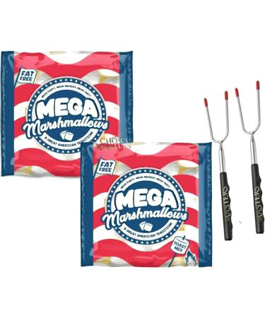 Mega Marshmallow & 2 Extendable Roasting Forks - Giant Extra Tasty Extra Fluffy Extra Large Fat Free Smores Roasting Mega Marshmallow - American Brand 1.1kg - Buy Online on SooperMarket.com