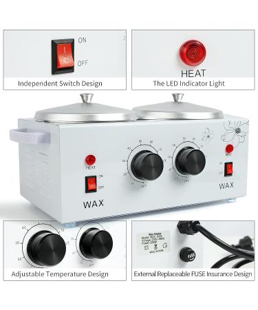 Beth Lee Professional Electric Double Wax Warmer Set - 41 Piece Hair Removal Kit with Hard Wax Beads, Applicator Sticks, and Dual Heater Machine - Buy Online on SooperMarket.com