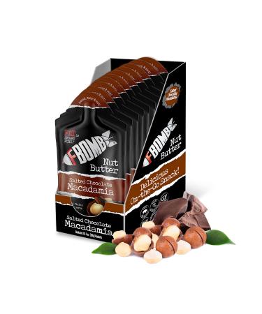 FBOMB Macadamia Nut Butter Packets - Keto Fat Bombs - Low Carb, Paleo, Keto Snacks. No added Sugar. Gluten Free - Macadamia + Chocolate. 10 Single Serve Packets New Chocolate Macadamia
