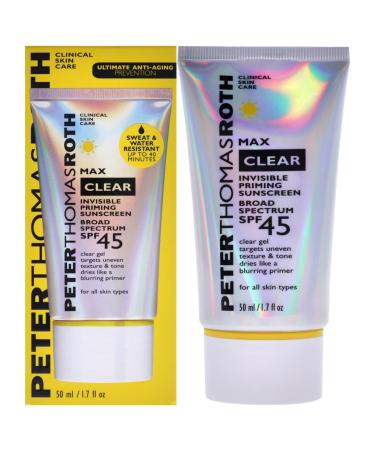 Peter Thomas Roth | Max Clear Invisible Priming Sunscreen Broad Spectrum SPF 45 | Makeup Primer with SPF  Water-Resistant Sunscreen Gel with Silky Finish  1.7 fl. oz.