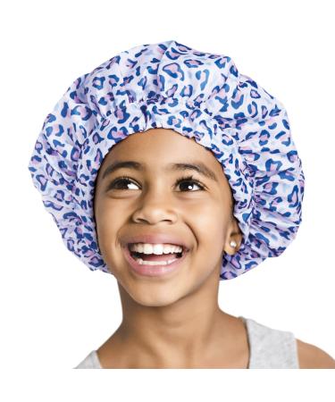 Red by Kiss Kids Shower Cap Reusable Waterproof Washable Hair Caps for Kids Shower Caps for Boys and Girls (Leopard)
