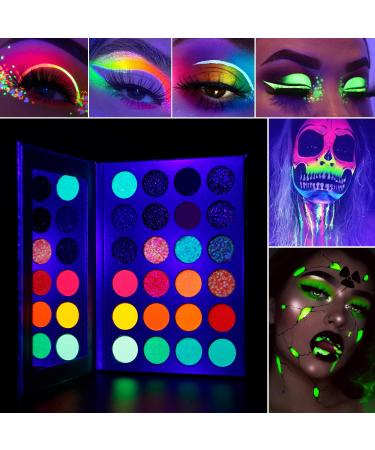 DE'LANCI Neon Eyeshadow Palette - Glow in the Dark, Blacklight UV Makeup, Matte & Glitter Shadows for Halloween - Buy Online on SooperMarket.com