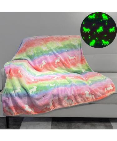 MOYORA Glow In The Dark Dinosaur Throw Blanket - Soft Toy Cozy Flannel Plush - Perfect Birthday Gift for Kids - 50x60 Unicorn - Buy Online on SooperMarket.com