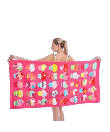 Auxory Beach Towel, 30"x60" Microfiber Beach Towels for Travel, Quick Dry Towel for Swimmers Sand Proof Beach Towels for Women Men Girls Kids, Cool Pool Towels Beach Accessories Super Absorbent Towel B-ice Cream