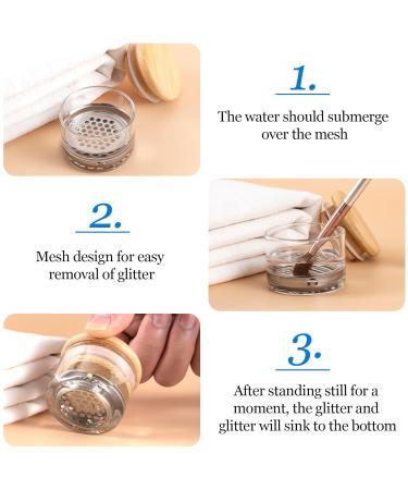 2PCS Nail Brushes & Washing Cup Set | Acrylic Liquid Powder Dappen Dish - Portable Nail Art Cleaner Tool for Glitter & Sequins - Buy Online on SooperMarket.com