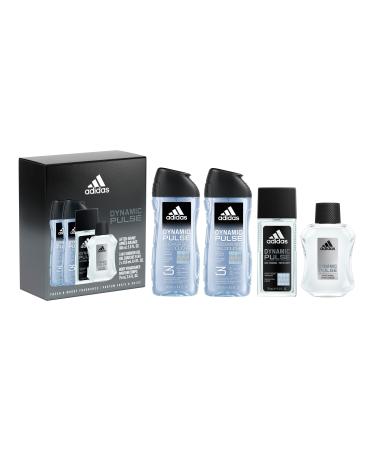 Adidas Dynamic Pulse 4 Piece Gift Set Notes of Mint Apple and Wood Men's Fragrance Long Lasting Sporty Fragrance 22.7 Fl Oz (Pack of 1) Cedar Mint Peppermint