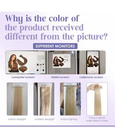 Fshine 20 Remy Human Hair Tape in Extensions 20 Inch - Highlighted Color 18 Ash Blonde and 22 Light Blonde - 20 Pieces 50 Gram Adhesive Tape Hair - #18/22(P18/613) - Buy Online on SooperMarket.com