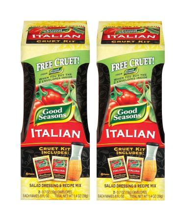 Good Seasons Salad Dressing & Recipe Kit, Cruet with 2 Count Italian Dressing Mix (2 Cruets, 4 Mixes)