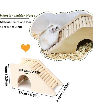 Eyksta Wooden Hamster House with Stairs - Cozy Hideout & Ladder Toy for Hamsters (17x8.5x9) - Ideal Hamster Accessories - Buy Online on SooperMarket.com