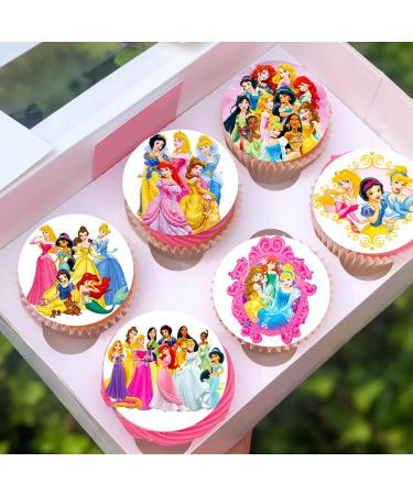 Pre-Cut Princess 1B Edible Stand up Wafer Paper Cupcake Toppers Cake Decorations Birthday Party Girls Princesses (24)