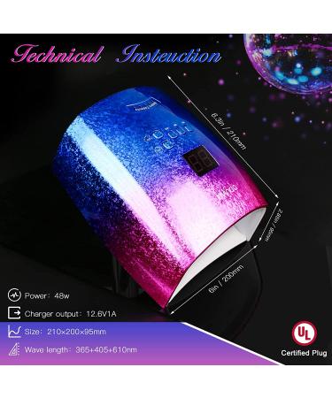 Lavinda 48W Rechargeable UV LED Nail Lamp - Cordless & Wireless Professional Nail Dryer for Acrylic Gel Nails - Multicolor - Buy Online on SooperMarket.com