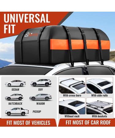 21 Cubic Feet Waterproof Car Rooftop Cargo Carrier Bag | Heavy Duty 840D Roof Bag for All Vehicles | Anti-Slip Mat, Door Hooks, Storage Bag & 2 Extra Straps Included | Black - Buy Online on SooperMarket.com