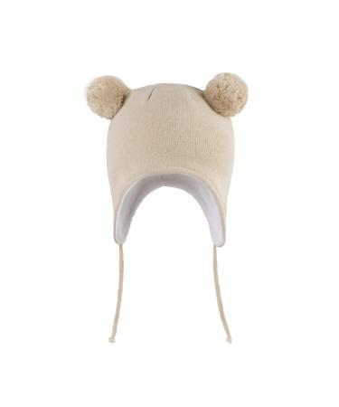 LANGZHEN Toddler Kids Infant Winter Hat Earflap Knit Warm Cap Fleece Lined Beanie for Baby Boys Girls 6-12 Months Classic -Khaki