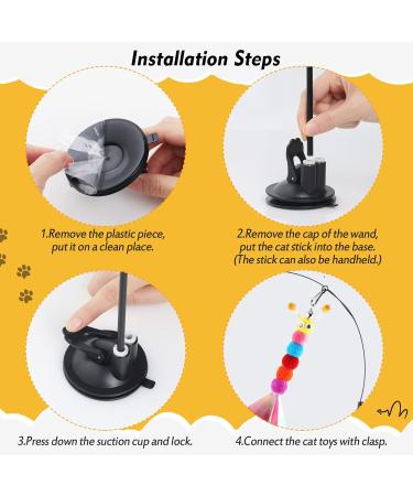 Bigqin Cat Feather Toys 12 Pcs Interactive Cat Toys 8 Toys with Bells 2 Cat Teaser Wand 1 Dual Head Removable Super Suction Cup 1 Sticky Door Lanyard Funny Kitten Training Toys Indoor Outdoor - Buy Online on SooperMarket.com