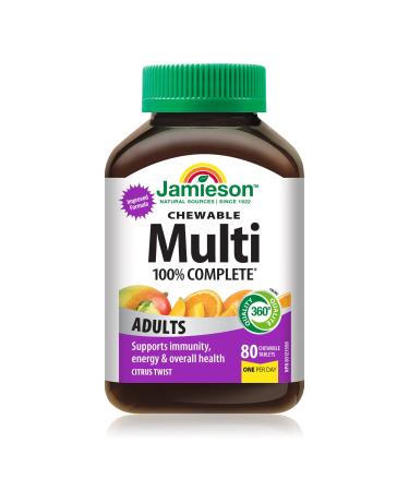 Jamieson 100% Complete Multivitamin Chewable for Adults Citrust Twist Flavour Supports Immunity Energy & Overall Health