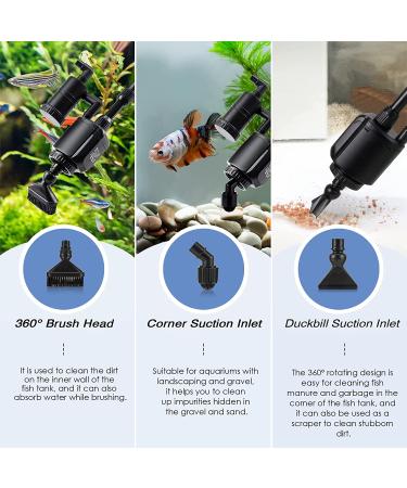 AQQA Electric Aquarium Gravel Cleaner 6-in-1 | 320GPH 20W Automatic Fish Tank Cleaning Tool | Suitable for Water Changes, Sand Washing, and Water Filtration - Buy Online on SooperMarket.com