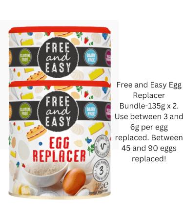 Egg Replacer Gluten Free and Vegan Bundle Containing 2 Tubs of Free and Easy 135g Egg Replacer For Desserts Cakes Pancakes Meringues - Buy Online on SooperMarket.com
