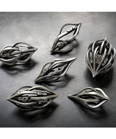 Thyggzjbs Arcanum Metal Dice Set - 3D Printed Hollow Polyhedral DND RPG MTG Game Dice (Ancient Silver) - Creative Craft Decor for Table Games - Buy Online on SooperMarket.com