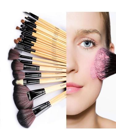 Cadrim 24pcs Professional Makeup Brush Set - Natural Hair Synthetic, Wood Handle - Foundation, Powder, Blush, Eyeshadow, Concealers - Yellow - Buy Online on SooperMarket.com