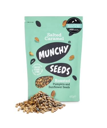 MUNCHY SEEDS Salted Caramel Sunflower Pumpkin Protein Snack Plant-Based Fibre & Vitamin E Sweet & Delicious To Eat Vegan Snacks for Kids & Adults Add to Cereal or Salads - 450g Mega Pack Salted Caramel 450 g (Pack of 1)