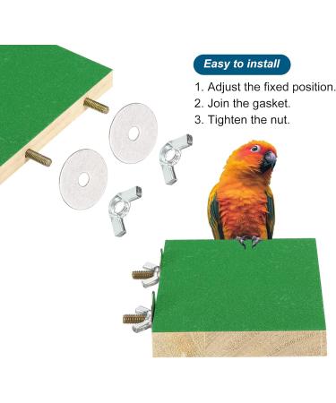 Patikil Bird Perch Stand - Wooden Playground for Small Birds Parrots & Budgies - Clean Paw Grinding Accessory in Green - Buy Online on SooperMarket.com