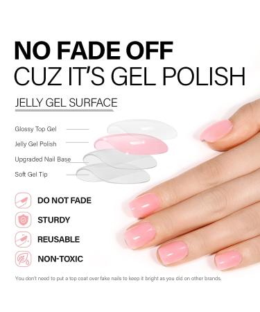 AILLSA Press on Nails Short - Soft Gel Square Fake Nails Kit | 15 Sizes, 30 Pcs, Lightweight & Comfortable | Reusable Glue On Nails | Mothers Day Gift - Cherry Pink - Buy Online on SooperMarket.com