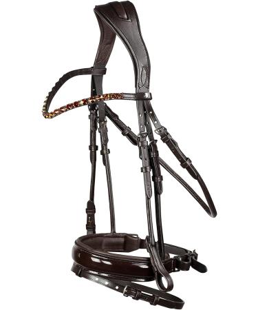 Buy HORZE Horse Bridle Clermont - Anatomical Bridle for Warmblood & Thoroughbred in Extra Warmblood Dark Brown (XF) - Buy Online on SooperMarket.com