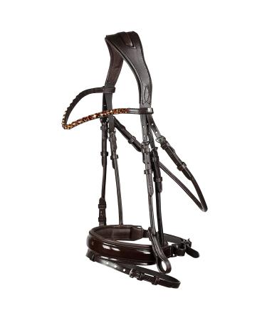 HORZE Horse Bridle Clermont anatomical Bridle for Warmblood and Thoroughbred Brown XF (XF) Extra Warmblood Dark Brown