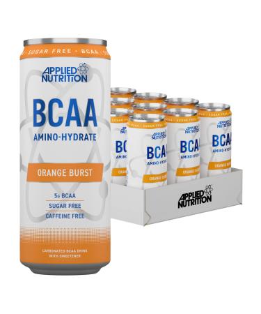 Applied Nutrition BCAA Energy Drink - Caffeine Free BCAA Amino Hydrate Sugar Free Branch Chained Amino Acids (Pack of 12) (Orange Burst)