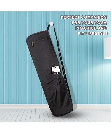 HAGUSU Waterproof Yoga Mat Bag with 2 Pockets, Adjustable Shoulder Strap - Black - Buy Online on SooperMarket.com