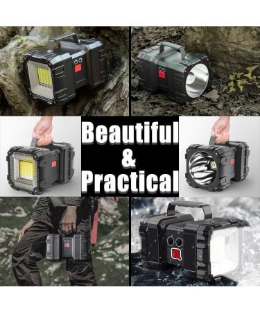 AlpsWolf Rechargeable LED Spotlight Flashlight | 10000mAh Capacity 1200LM | Waterproof Camping Flashlight with USB Output, Power Bank Function | 20h Standby, 3+4 Light Modes - Buy Online on SooperMarket.com