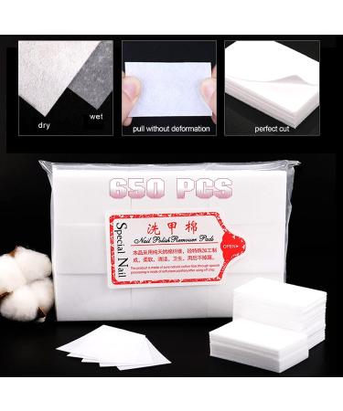 Sularpek 650 Pcs Nail Wipes Cotton Pads for Gel Polish Removal with Cuticle Pusher - Lint Free Nail Art Polish Remover - Buy Online on SooperMarket.com