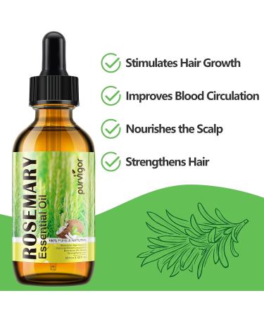 Rosemary Essential Oil for Hair Growth & Skin Care (2 Fl Oz) - Stimulates Growth, Nourishes Scalp, Improves Circulation - Hair Loss Treatment - Buy Online on SooperMarket.com