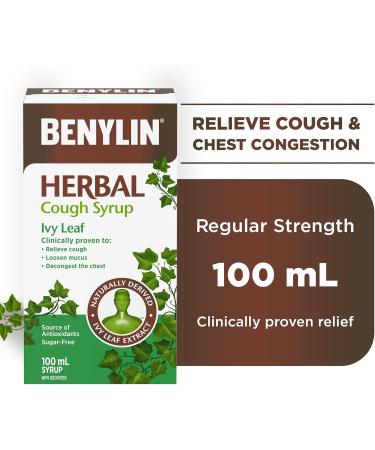 BENYLIN HERBAL Cough Syrup Ivy Leaf Herbal Decongestant Cold & Flu Relief Cough Suppressant Sugar Free Antioxidants 100-mL - Buy Online on SooperMarket.com