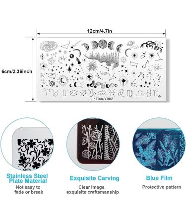 OUBFUUY Moon & Star Nail Stamp Plates Nails Art Stamping Plates Constellation Theme Nail plate Template Image Plates - Buy Online on SooperMarket.com