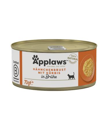 Applaws 100% Natural Wet Cat Food Tin Chicken with Pumpkin 24 x 70g Tins Chicken with Pumpkin in Broth 70 g (Pack of 24)