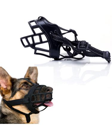 Dog Muzzles Soft Basket Resin Rubber Breathable and Adjustable Straps Pet Muzzle Suitable for Small Medium and Large Dogs Used for Anti-Biting Barking and Chewing (L Black) L Black