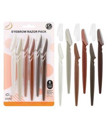 D Dermaplane Razor for Women Face - 6PCS Face Razors for Women - Eyebrow Razor with Precision Cover - Dermaplaning Tool for Face - Face Shaver for Women - Facial Hair Removal for Women - Neutral 1 Count (Pack of 6)
