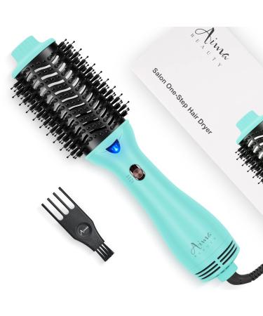 Hot Air Brush, Aima Beauty Professional One Step Hair Dryer & Volumizer 4 in 1 Upgrade Anti-Scald Negative Ionic Technology for All Hair Types, Light Green