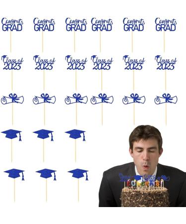 JINGLING Graduation Cake Toppers 24 Piece Graduation Cupcake Toppers Glitter Class of 2023 Graduation Caps Cupcake Picks for Party Cake Decorations Blue - Buy Online on SooperMarket.com