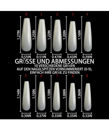 Lofuanna Ballerina Nails - 100 Long Coffin Fake Nails | Full Cover Artificial Fingernails with Case | 10 Sizes for Nail Studios & DIY Nail Art - Buy Online on SooperMarket.com