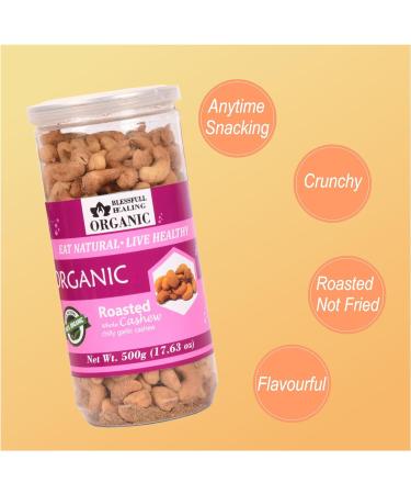 Blessfull Healing Organic Natural Vegan Chilly Garlic Roasted Whole Cashew Nuts Crunchy Kaju 500 Gram - Buy Online on SooperMarket.com