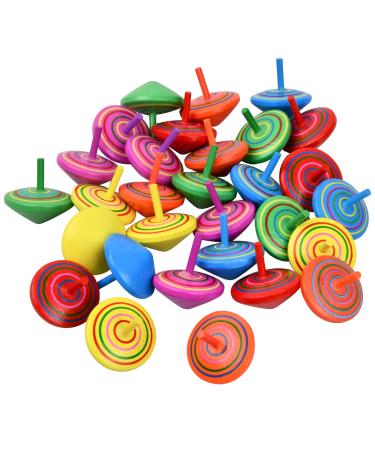 Xzeemo 30 pieces Colorful roundabout for children wooden gyro wooden circle of wood wooden toy wooden wooden clamps gyro toys for children gift co-bang children's birthday