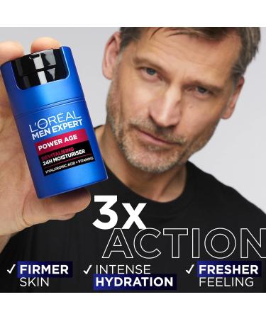 NEW L'Or al Men Expert Power Age Moisturiser Hydrating & Revitalising Hyaluronic Acid Moisturiser for Men designed for Ageing Dry & Dull Skin 100ml 100 ml (Pack of 1) - Buy Online on SooperMarket.com
