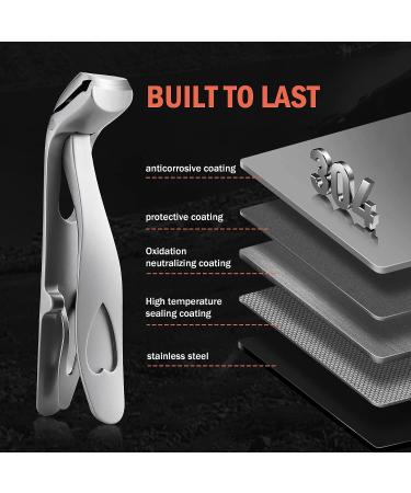 BEZOX Angled Head Nail Clippers for Seniors - Premium Steel Toenail Clipper for Thick Nails - Ergonomic Cutter Trimmer with Catcher - Men and Women - Silver - Buy Online on SooperMarket.com